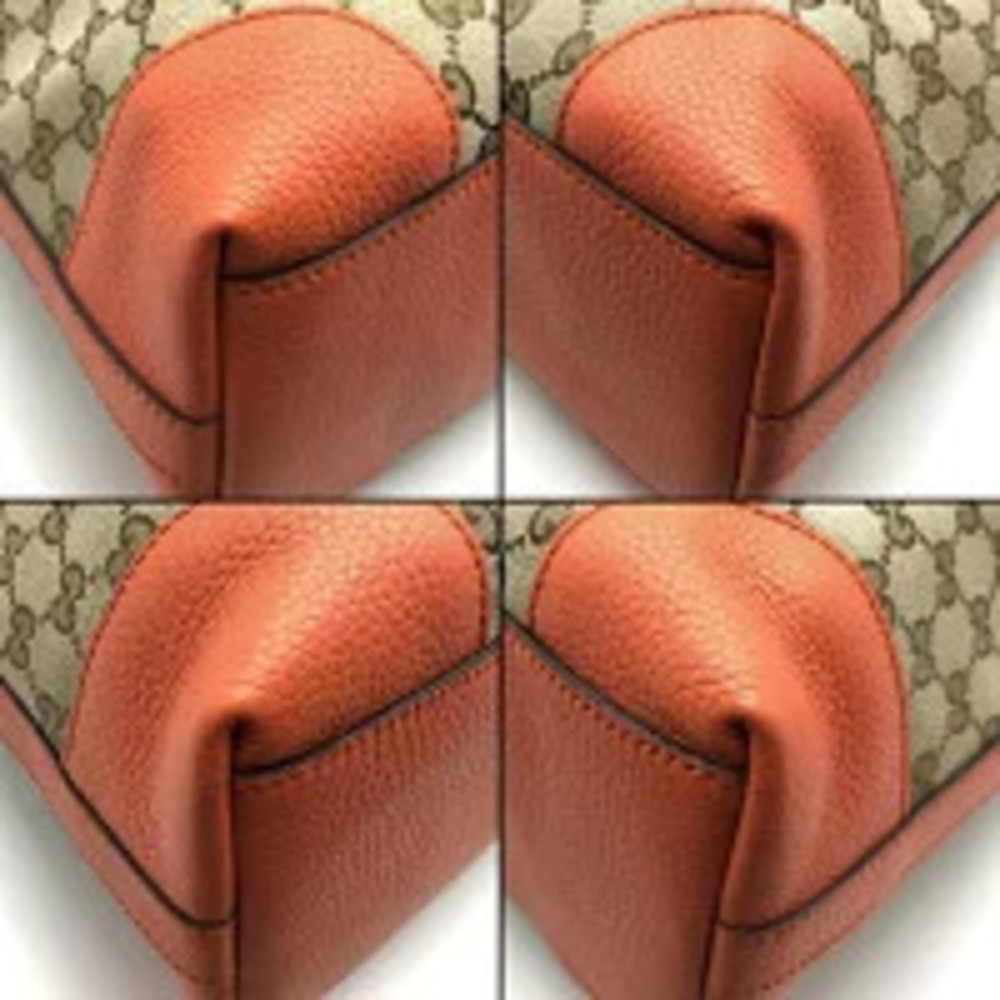 Gucci Shoulder Orange Crossbody GG Handbag Bag Canvas Beige - Picture 7 of 13